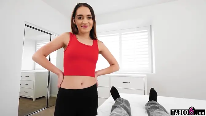 Stuck between the bed teen stepsister was easy to fuck doggystyle