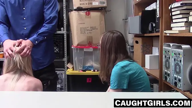 Blonde teen Emma Starletto gets covered in a big dick's warm cum during office BJ