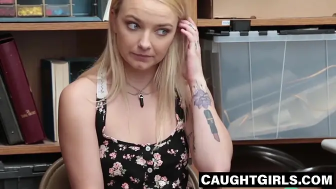 Blonde teen gets caught fucking officer's cock in doggystyle