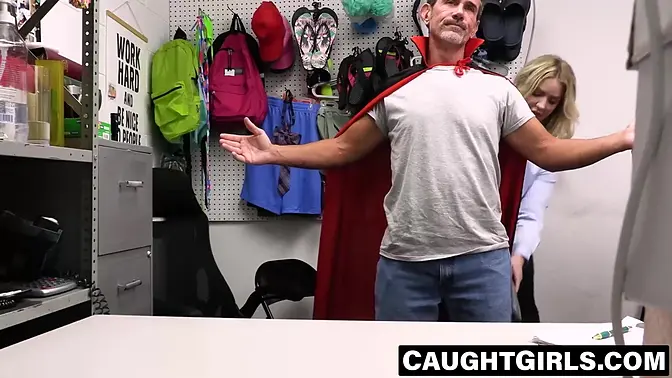 Two voluptuous teens please each other in a steamy office threesome