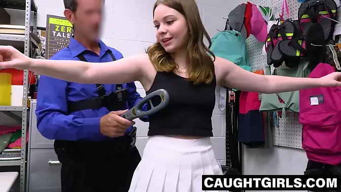 Petite brunette Adrianna Jade gets caught and dominated