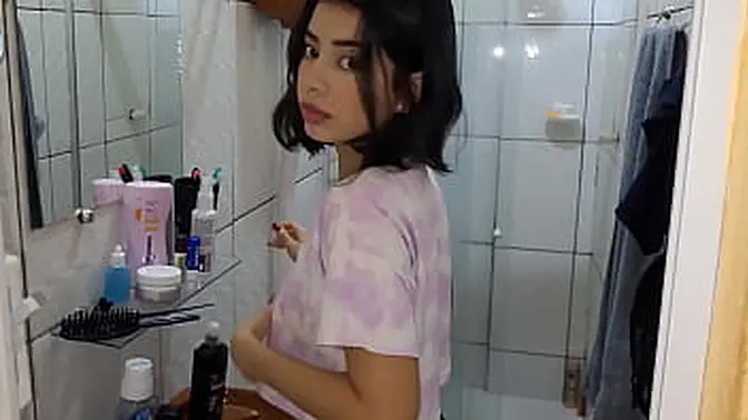 Caught! Beautiful girl with short hair gets busted masturbating