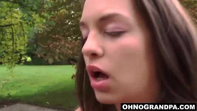 Brunette teen seduces old man's maid