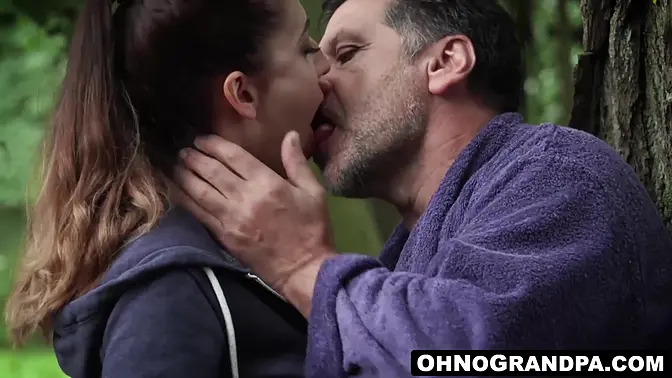 Redheaded teen Teressa Bizarre sucks old man's cock and rides him doggystyle