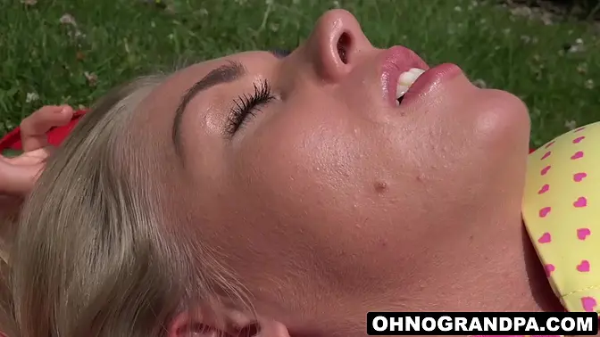 Petite blonde teen Lolly Gartner gets seduced by an old perv