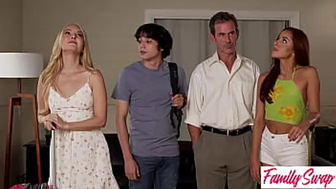 Fair-skinned MILF Aaliyah Love teaches her petite daughter yoga then fucks her