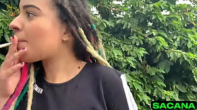 Skinny, sexy blonde Latina gives a blowjob in lingerie