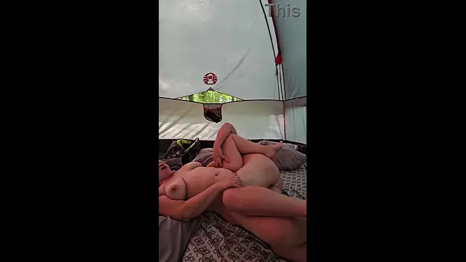 Creampied pregnant wife in a tent at campsite