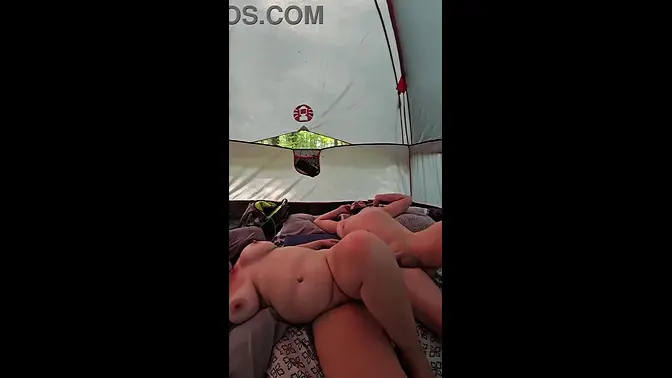 Creampied pregnant wife in a tent at campsite