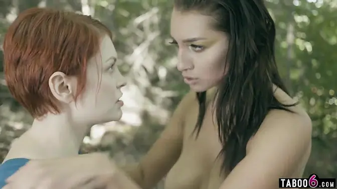 Redhead MILF discover a wild lesbian lady from a lake
