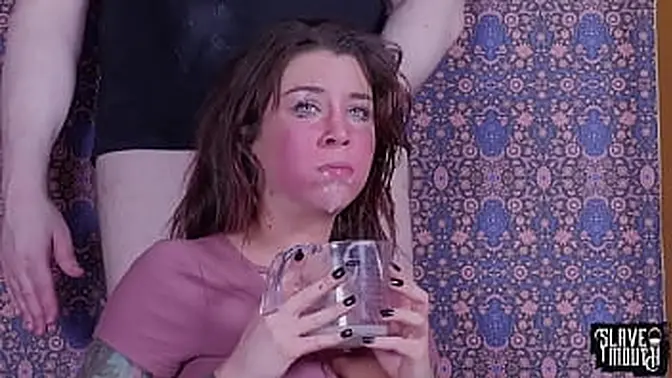 Apologetic sub's throat fucked while hanging upside down in insane asylum