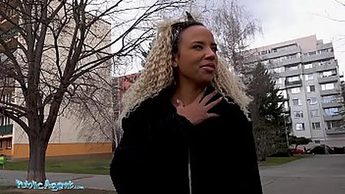 Ebony Dutch babe gets pounded in public POV