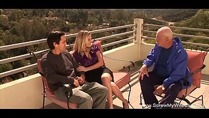 Married MILF strips and gives a handjob and blowjob