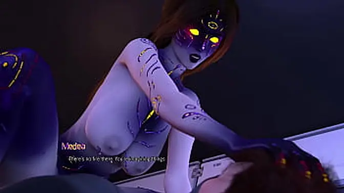 Witch and AI sex robot girl share hot blonde for cumshots