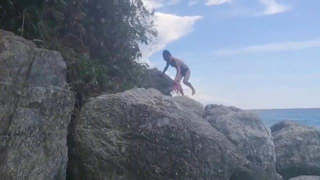Sex with old hairy monster cock perv in the ocean and on the mountain