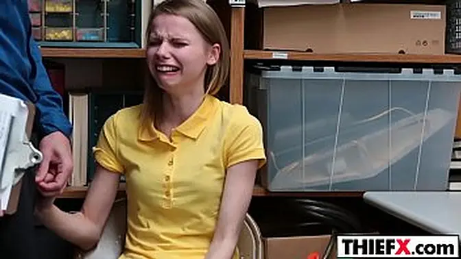 Sweet teen thief punished with a big cock