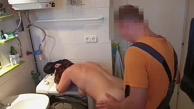 Hotwife gets fucked by repairman while hubby sleeps