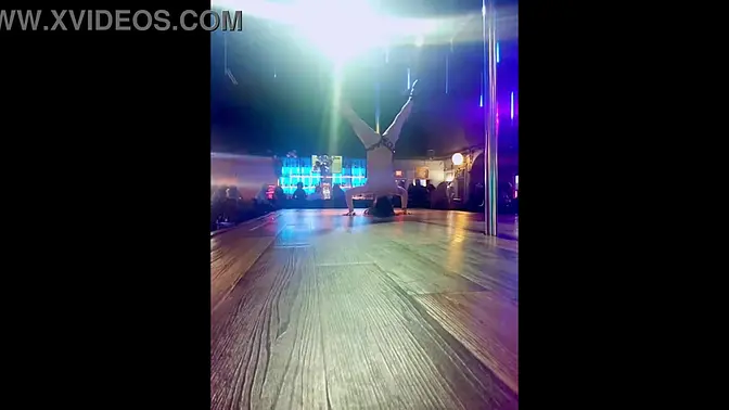 Pole dancer Destiny Mae twerks and teases with tiny tits