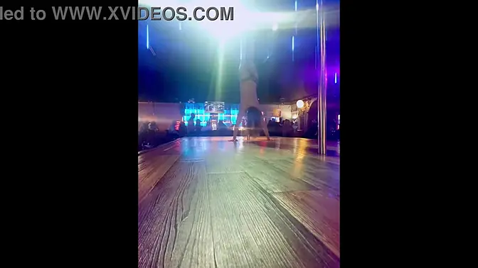 Pole dancer Destiny Mae twerks and teases with tiny tits