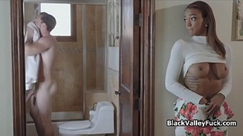 Black Valley Girls - Curvy black teen babe on thick white dick