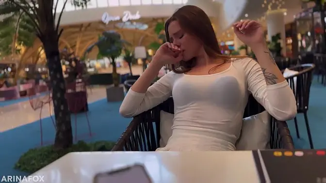 Public toilet tryst with long-haired beauty