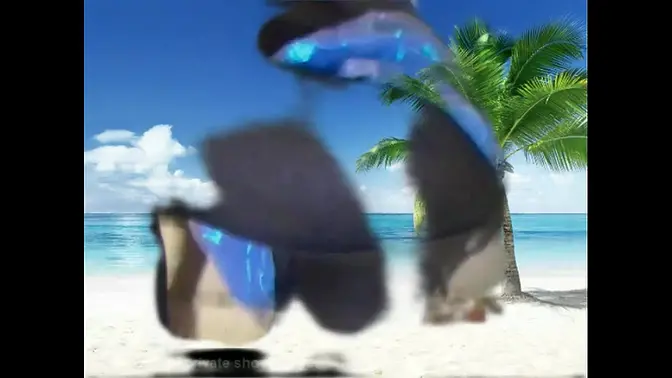 Beach Mermaid babe in sexy fishnets and big tits