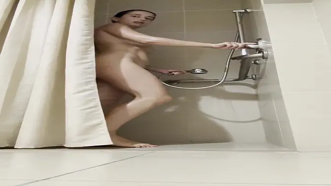 Spreading my legs in a public sauna