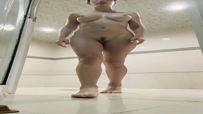 Spreading my legs in a public sauna