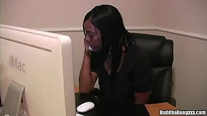 Ebony babe takes big black cock in the ass