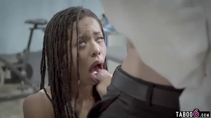 Fit ebony teen takes large cock in taboo doctor's office