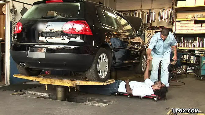 Two ebony whores share a massive black shaft