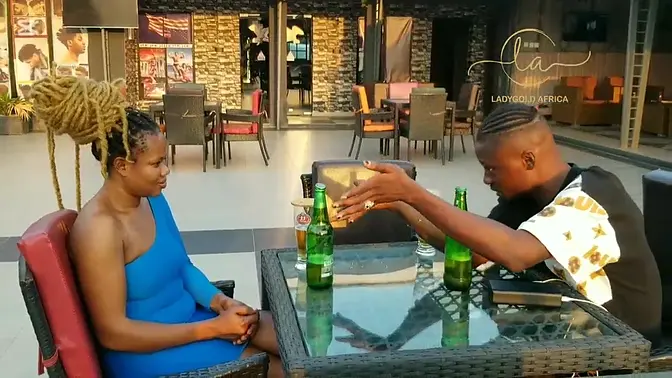 Ebony pornstar meets Nigerian porn newcomer in exclusive bar