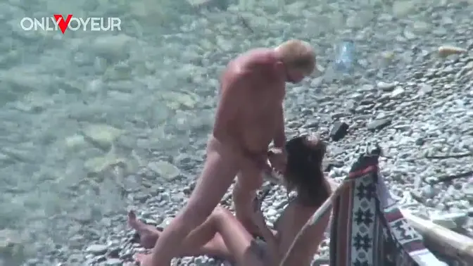 Slutty wife gives head and gets fucked on public beach