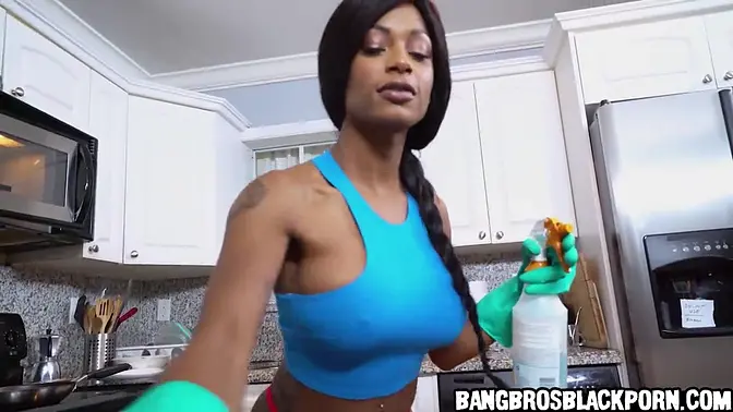 Black maid accepts money to cleanup almost naked