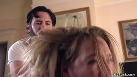 Brunette Mona Wales caught by Tommy in hotel room after stole money from him and then throat and anal fucked