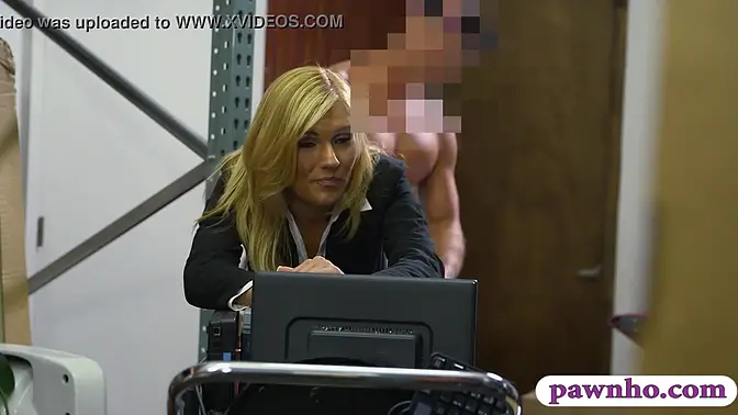 Pawnshop Spycam: Hot MILF gives blowjob and gets nailed