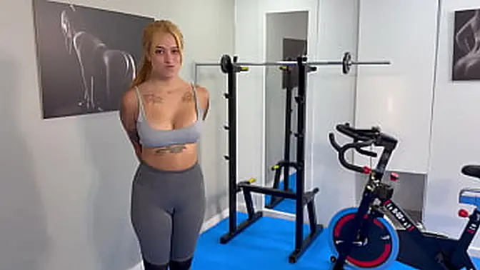 Latina fucks her yoga teacher at the gym and he cums in her pussy