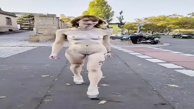 Pixie Pink gets caught in the act, walking fully nude in public