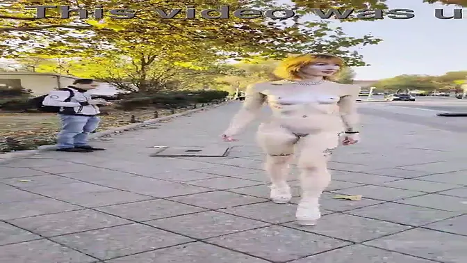 Pixie Pink gets caught in the act, walking fully nude in public