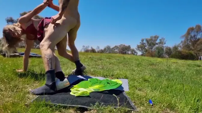 Sexy milf stepmom gets fucked hard and fast outdoors