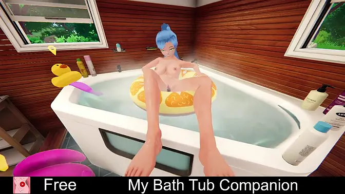 Bath time with a dominant femme in a free hentai game demo
