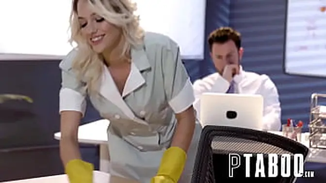 Office lady turns into cleaning senora for anal duty