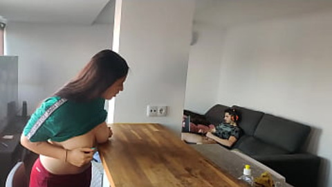 caught my stepdad masturbating and I did the same, anal masturbation and double penetracion on the kitchen table, almost got caught
