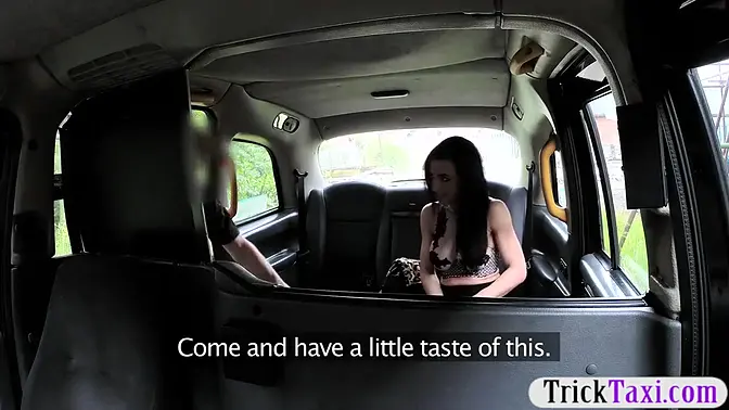 Big-titted babe nailed in fake taxi backseat