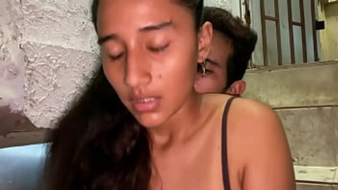 My girlfriend's friend when she's alone at home and I take out all the milk from her big tits