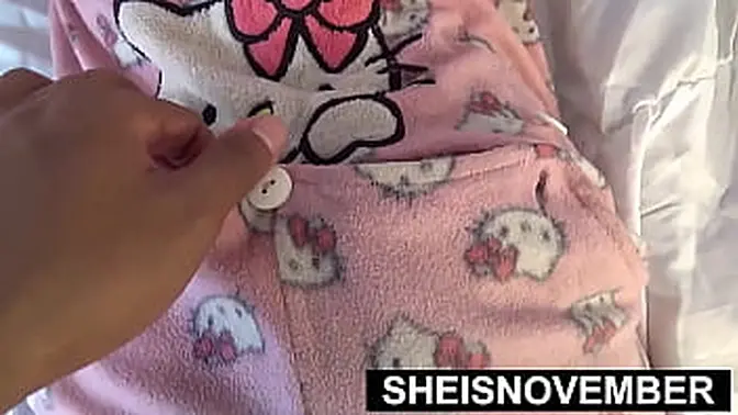 Ebony sis blows stepbro's huge cock after spying on her shower