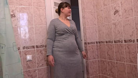 The fat mom stuffed her girlfriend's panties into her hairy pussy and went home with them  Masturbation with underwear and panty sniffing 