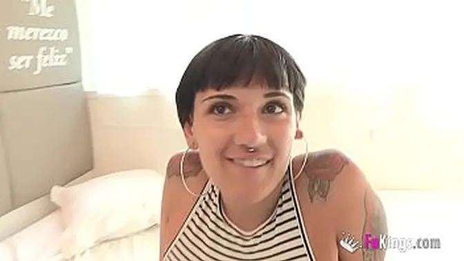 European amateur Vivi gets her pierced anal drilled in lingerie