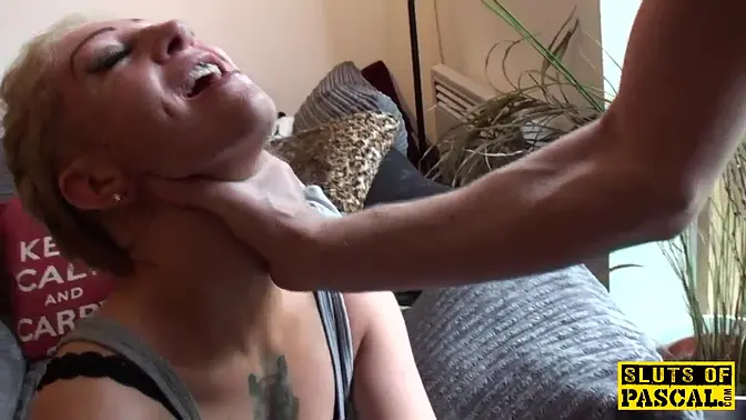 British submissive deepthroats and gets rough anal play