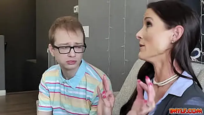 MILF Sofie Marie rides cock while watching chores